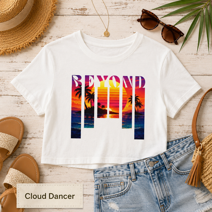 Beyond Summer Tee, Tropical Sunset Palm Graphic Shirt