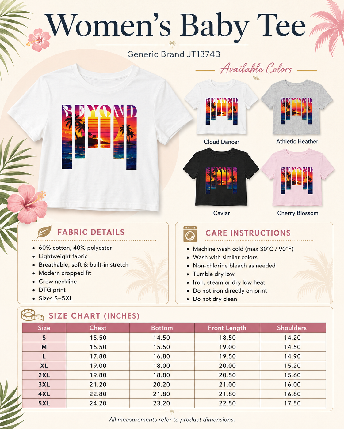 Beyond Summer Tee, Tropical Sunset Palm Graphic Shirt