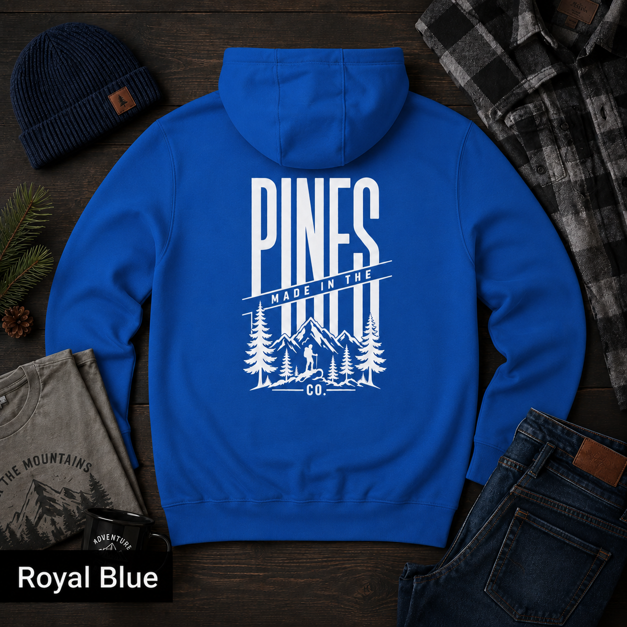Pines Mountain Forest Oversized Three-Panel Fleece Hoodie