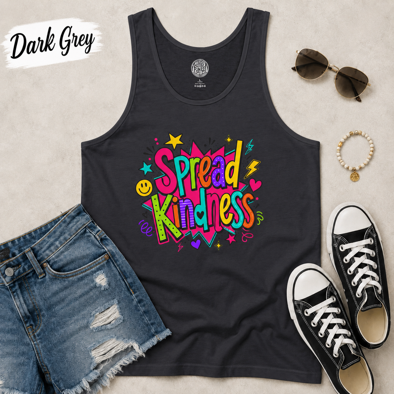 Spread Kindness Colorful Positive Vibes Tank Top