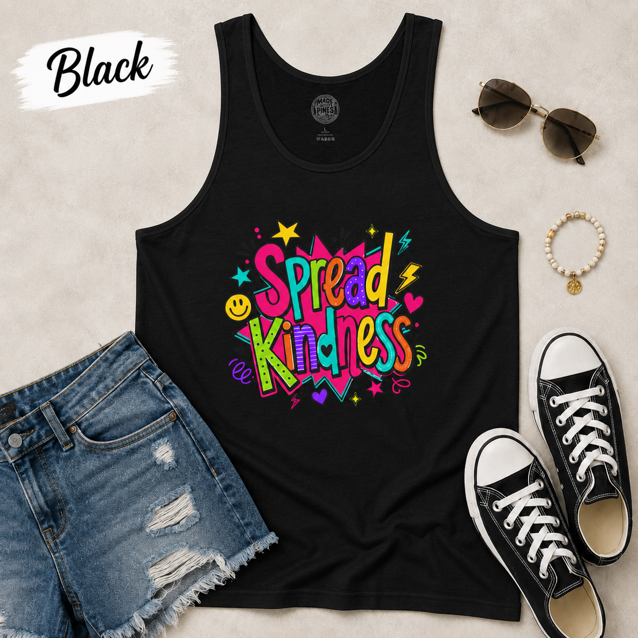 Spread Kindness Colorful Positive Vibes Tank Top