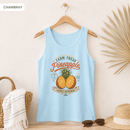 Pineapple Farm Fresh Tank Top — "Always Refreshing" Tropical Graphic