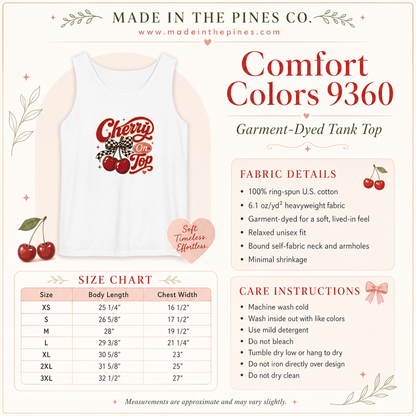 Retro Cherries Graphic Cherry On Top Tank Top | Vintage Script