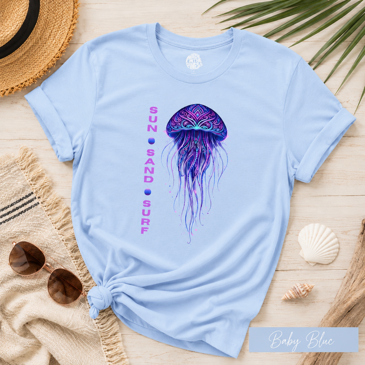 Spiritual Jellyfish Sun Sand Surf T-Shirt | Beach Day Surfing Shirt
