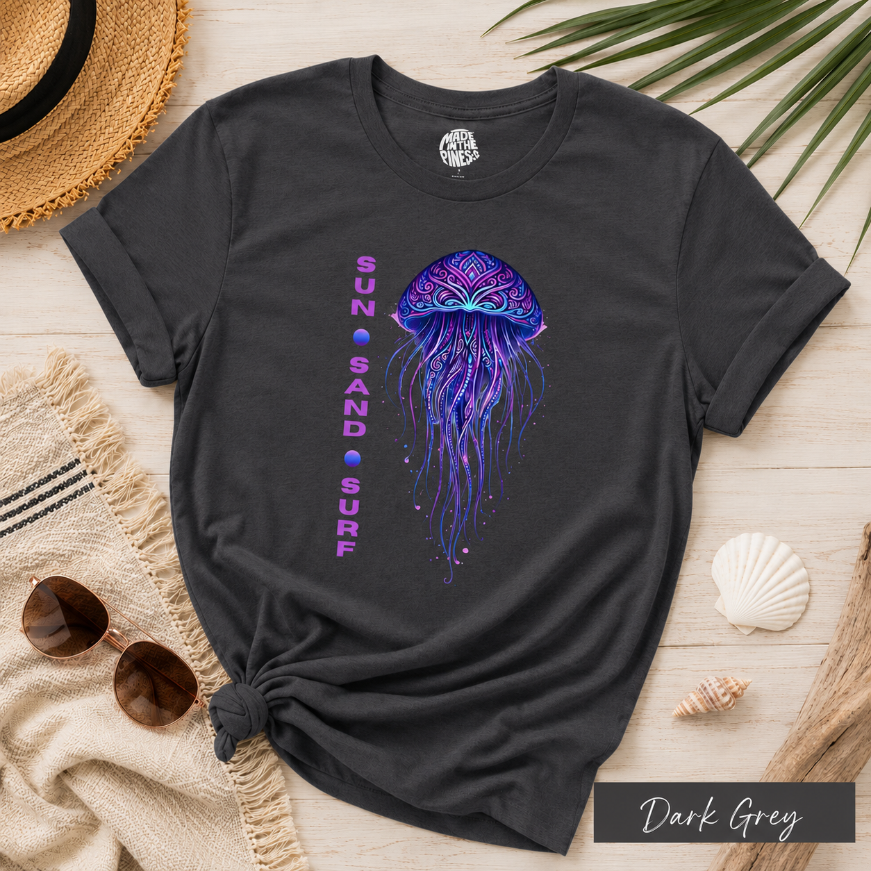 Spiritual Jellyfish Sun Sand Surf T-Shirt | Beach Day Surfing Shirt