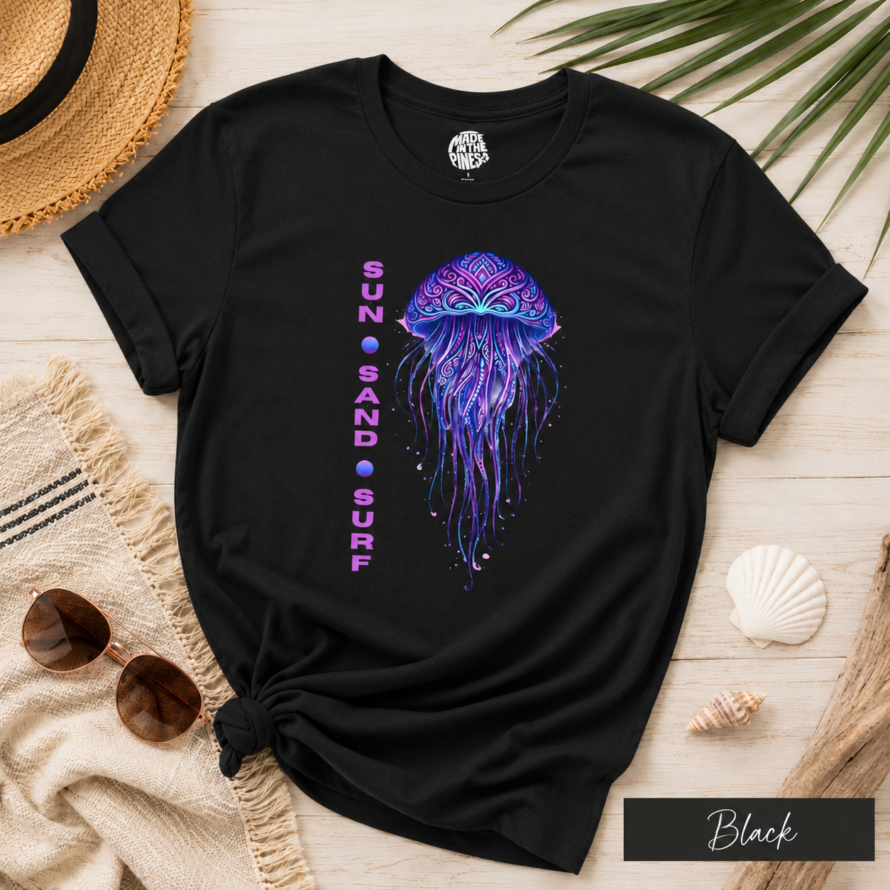 Spiritual Jellyfish Sun Sand Surf T-Shirt | Beach Day Surfing Shirt