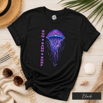 Spiritual Jellyfish Sun Sand Surf T-Shirt | Beach Day Surfing Shirt