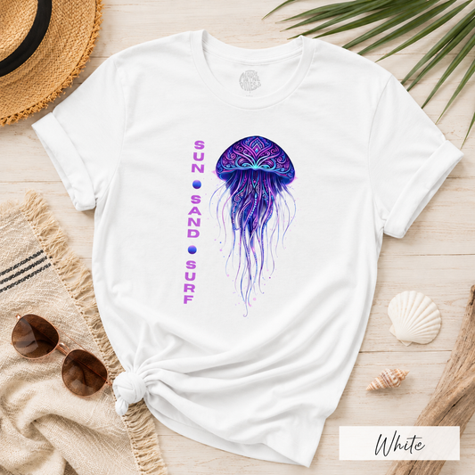 Spiritual Jellyfish Sun Sand Surf T-Shirt | Beach Day Surfing Shirt
