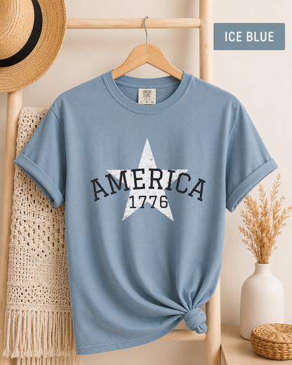 America 1776 Star Vintage Patriotic T-Shirt