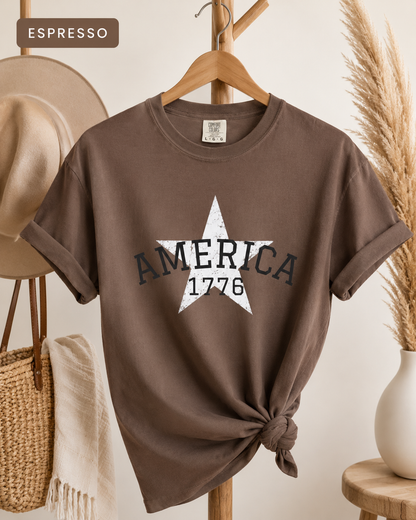 America 1776 Star Vintage Patriotic T-Shirt