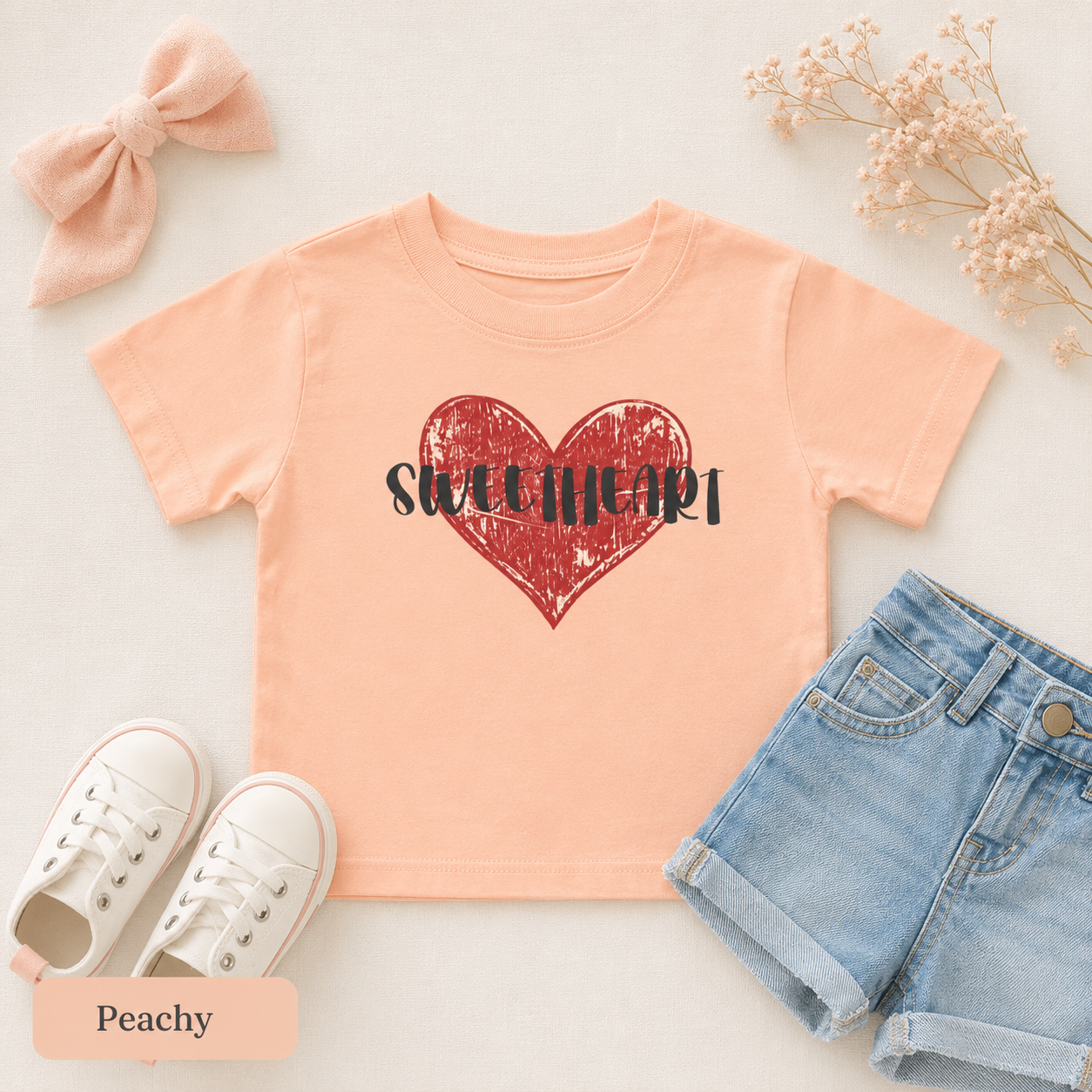 Distressed Red Heart Toddler Tee — Sweetheart Kids' Valentine's Shirt