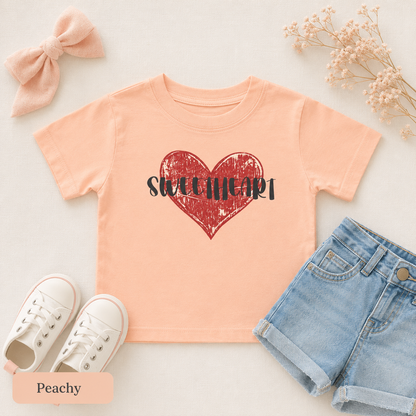 Distressed Red Heart Toddler Tee — Sweetheart Kids' Valentine's Shirt