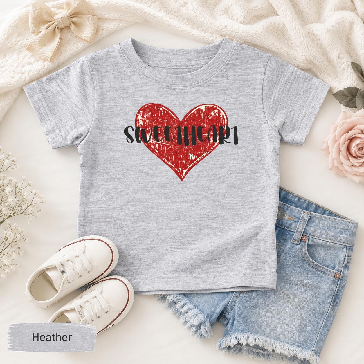 Distressed Red Heart Toddler Tee — Sweetheart Kids' Valentine's Shirt