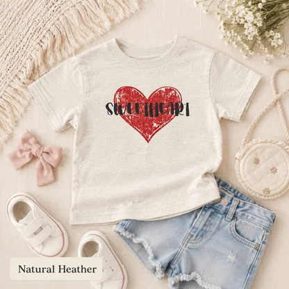 Distressed Red Heart Toddler Tee — Sweetheart Kids' Valentine's Shirt