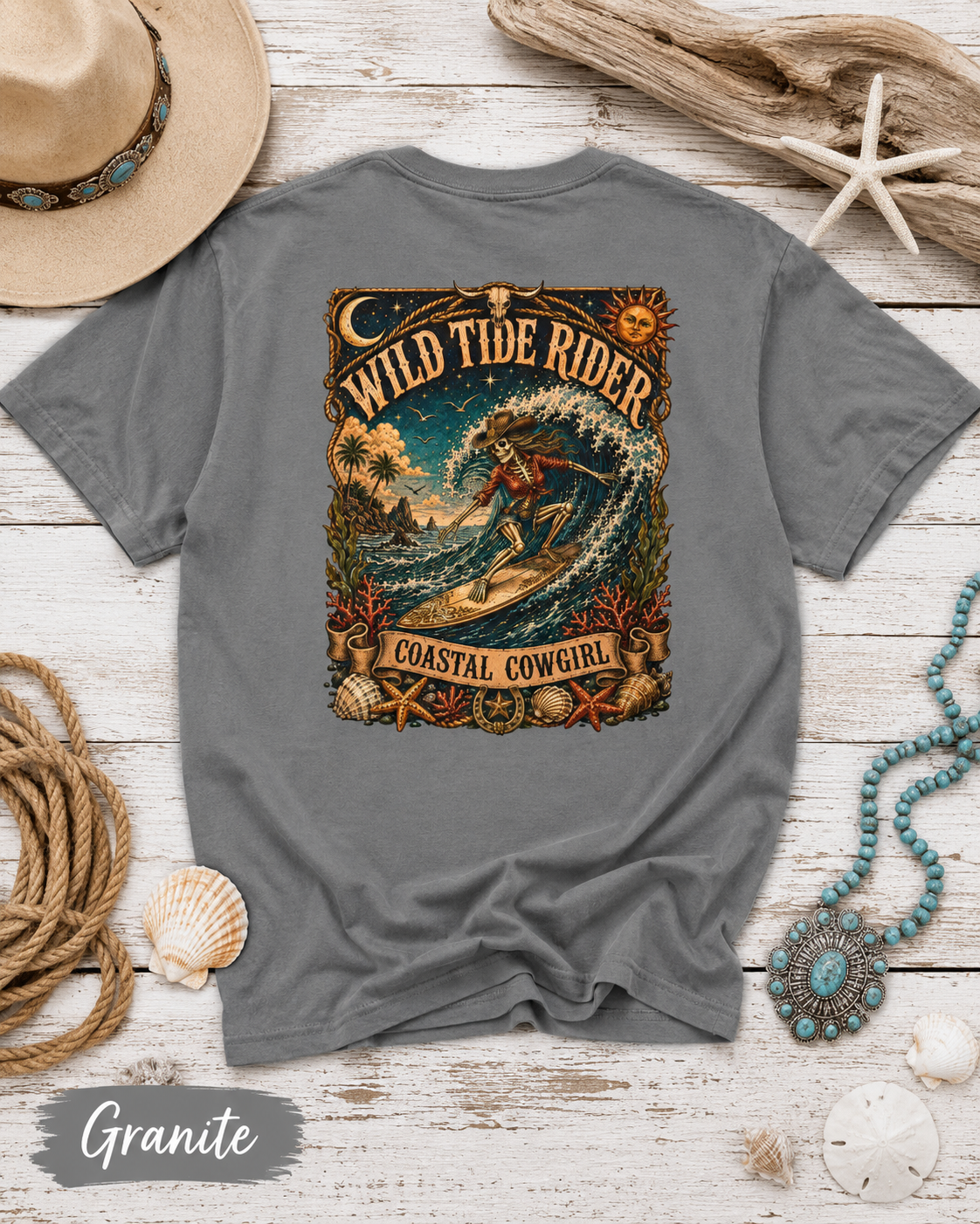 Coastal Cowgirl T-Shirt — Wild Tide Rider Graphic Tee