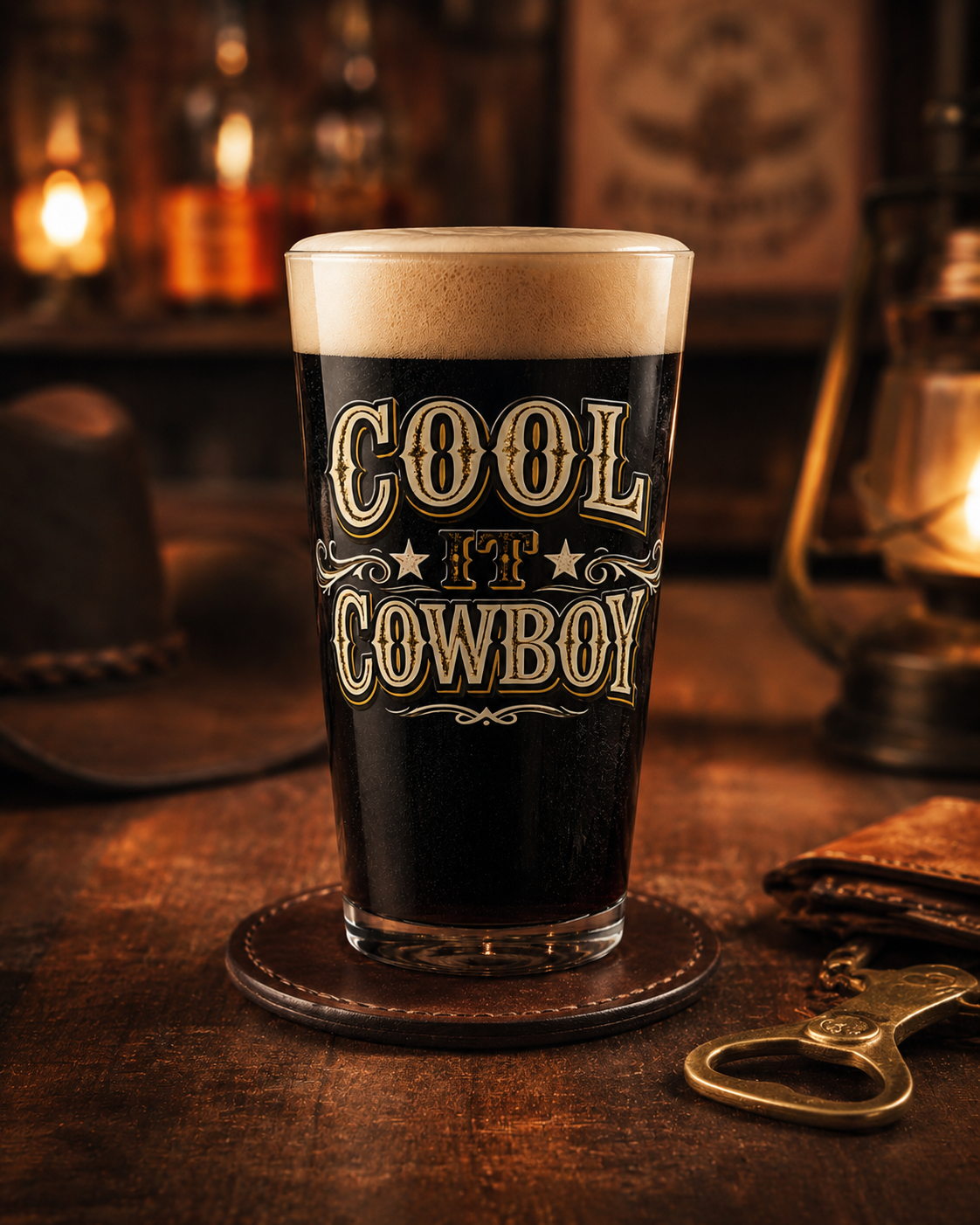 Cool It Cowboy 16oz Pint Glass — Western Cowboy Beer Glass