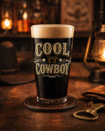 Cool It Cowboy 16oz Pint Glass — Western Cowboy Beer Glass
