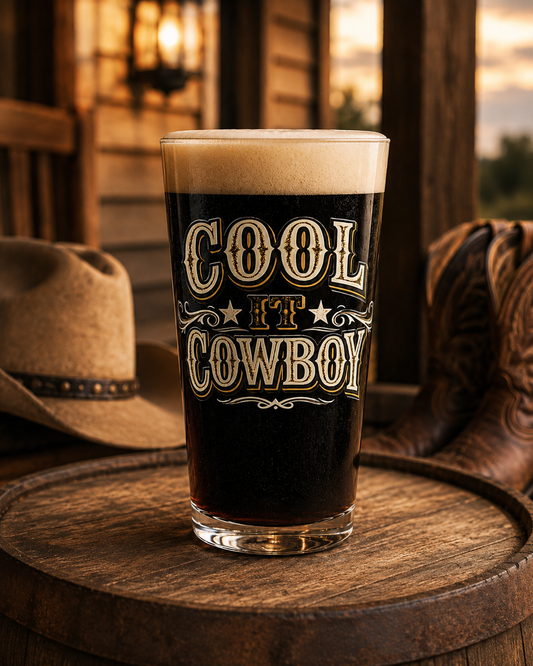Cool It Cowboy 16oz Pint Glass — Western Cowboy Beer Glass