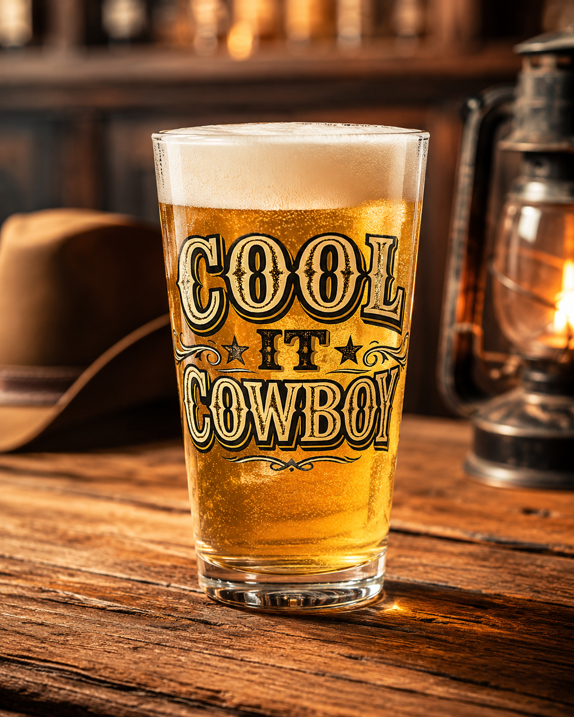 Cool It Cowboy 16oz Pint Glass — Western Cowboy Beer Glass