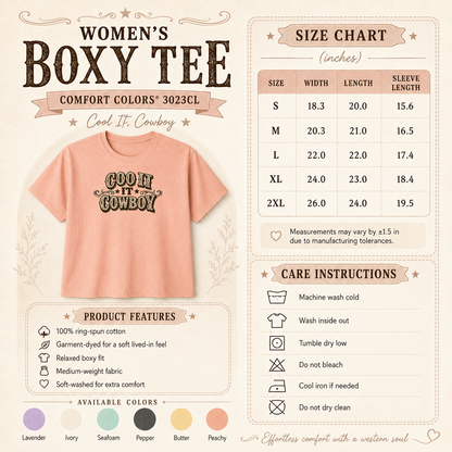 Cool It Cowboy Women's Boxy Tee — Western Graphic Tee