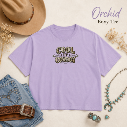 Cool It Cowboy Women's Boxy Tee — Western Graphic Tee