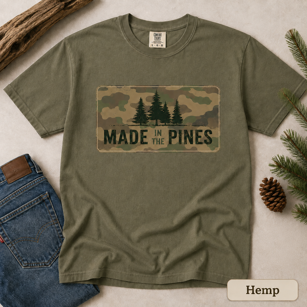Made in the Pines Camo Forest T-shirt | Woodland Graphic Tee