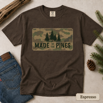 Made in the Pines Camo Forest T-shirt | Woodland Graphic Tee