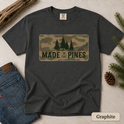 Made in the Pines Camo Forest T-shirt | Woodland Graphic Tee