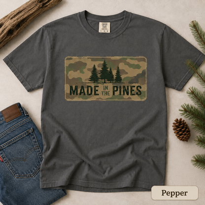 Made in the Pines Camo Forest T-shirt | Woodland Graphic Tee