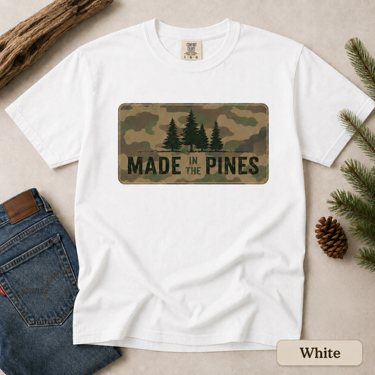 Made in the Pines Camo Forest T-shirt | Woodland Graphic Tee
