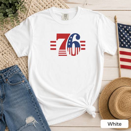'76 Retro USA Flag T-Shirt — Independence Day Patriotic Tee