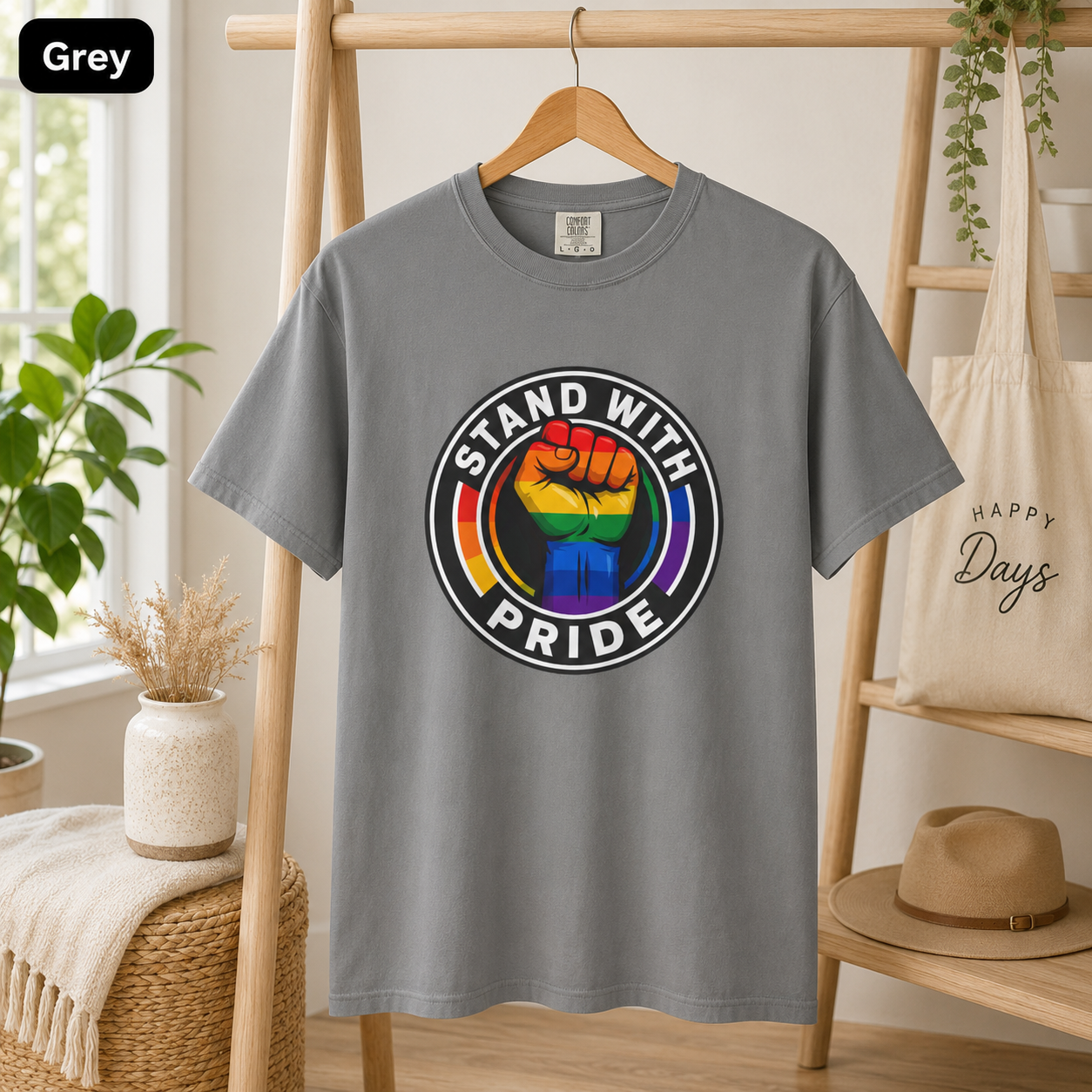 Stand With Pride Rainbow Fist LGBTQ+ Support T-Shirt