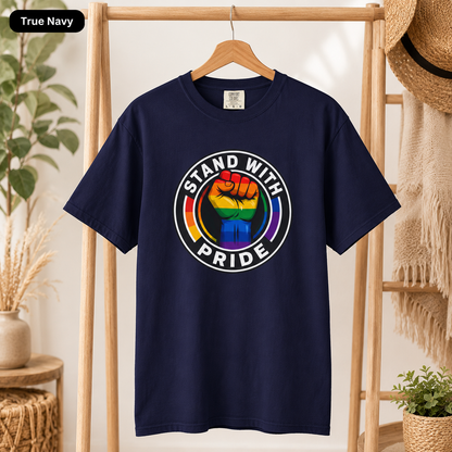 Stand With Pride Rainbow Fist LGBTQ+ Support T-Shirt