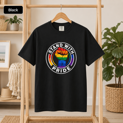 Stand With Pride Rainbow Fist LGBTQ+ Support T-Shirt
