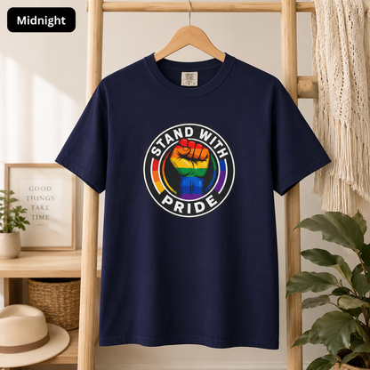 Stand With Pride Rainbow Fist LGBTQ+ Support T-Shirt