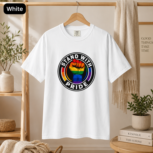 Stand With Pride Rainbow Fist LGBTQ+ Support T-Shirt