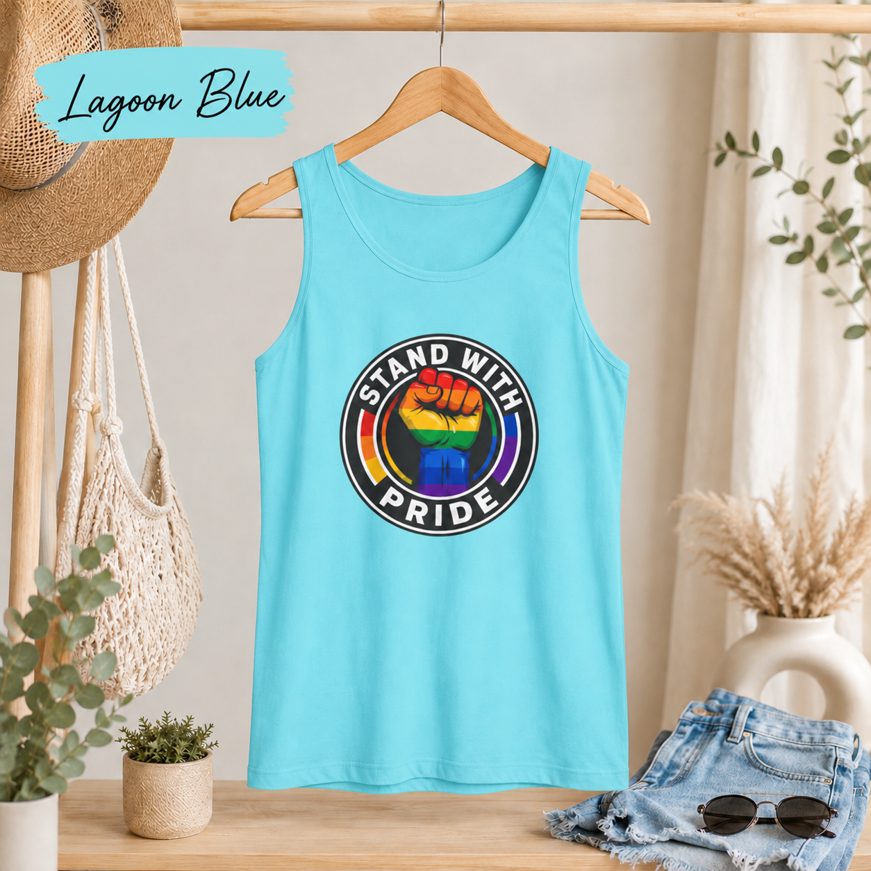 Pride Fist Tank Top — "Stand With Pride" Rainbow LGBTQ+ Pride Tank