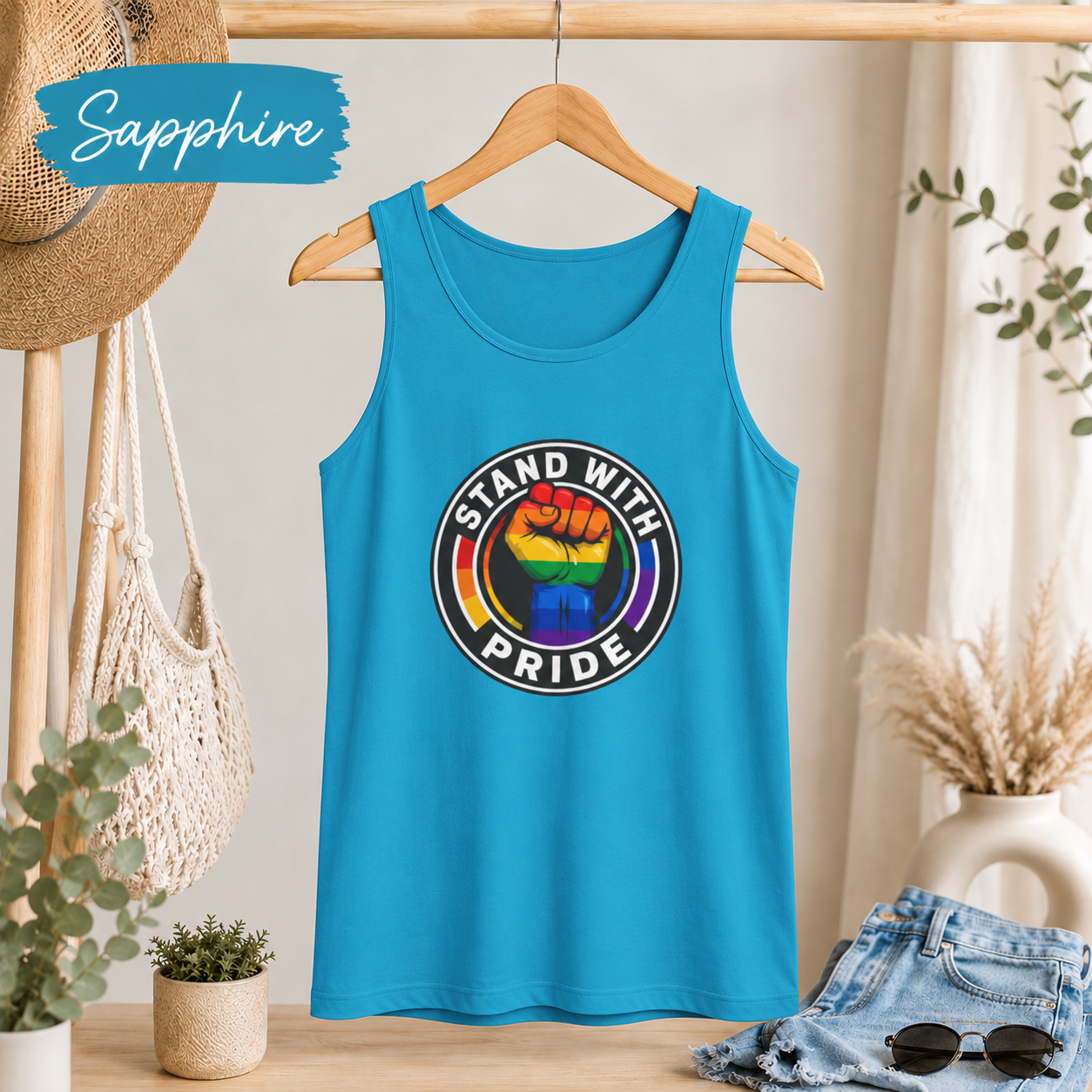Pride Fist Tank Top — "Stand With Pride" Rainbow LGBTQ+ Pride Tank