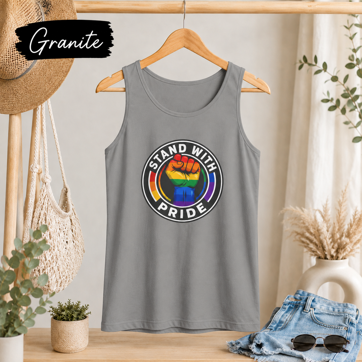 Pride Fist Tank Top — "Stand With Pride" Rainbow LGBTQ+ Pride Tank
