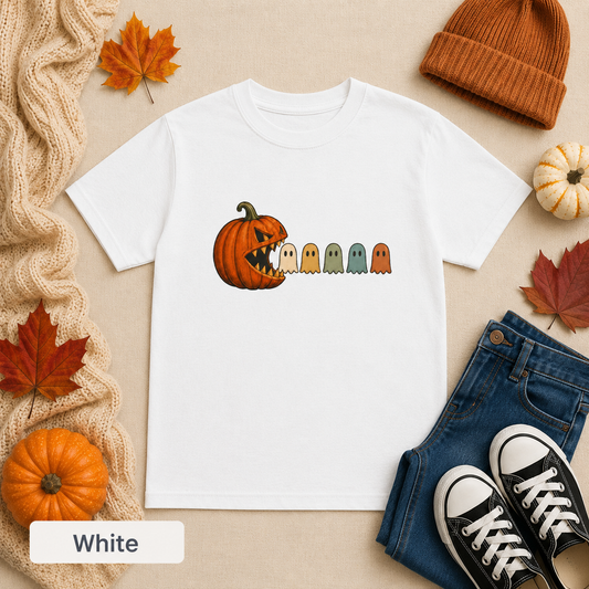 Pumpkin Chomping Ghosts Youth Tee — Halloween Kids T-Shirt
