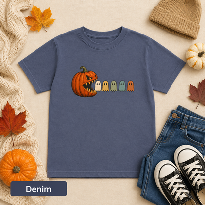 Pumpkin Chomping Ghosts Youth Tee — Halloween Kids T-Shirt
