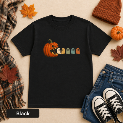Pumpkin Chomping Ghosts Youth Tee — Halloween Kids T-Shirt