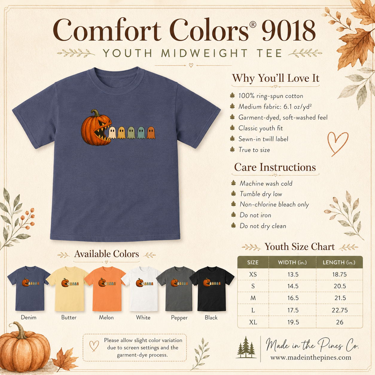 Pumpkin Chomping Ghosts Youth Tee — Halloween Kids T-Shirt