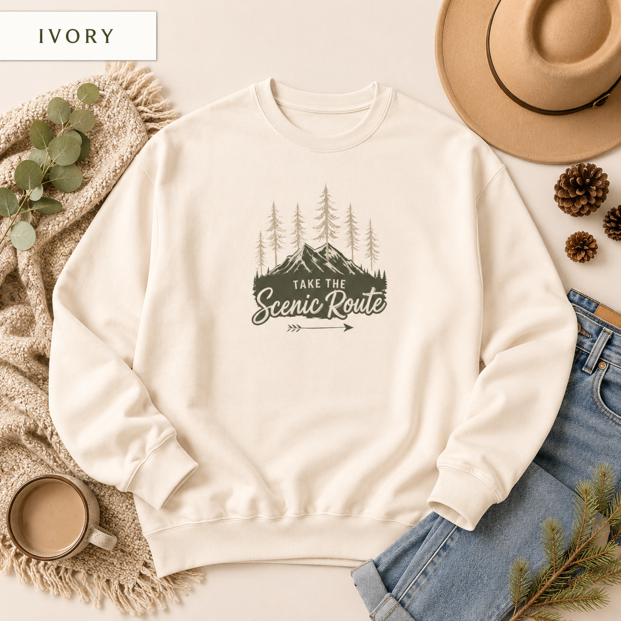 Take The Scenic Route Outdoor Adventure Crewneck Sweatshirt