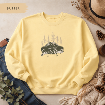 Take The Scenic Route Outdoor Adventure Crewneck Sweatshirt