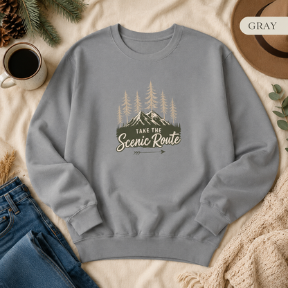 Take The Scenic Route Outdoor Adventure Crewneck Sweatshirt