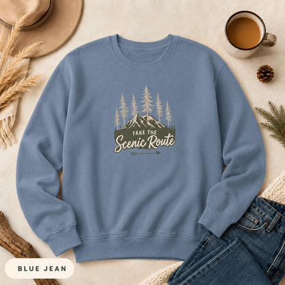 Take The Scenic Route Outdoor Adventure Crewneck Sweatshirt