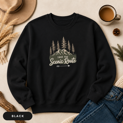 Take The Scenic Route Outdoor Adventure Crewneck Sweatshirt