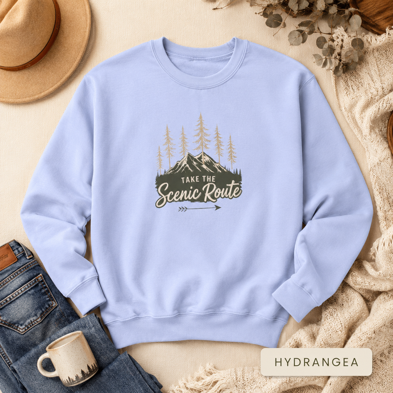 Take The Scenic Route Outdoor Adventure Crewneck Sweatshirt