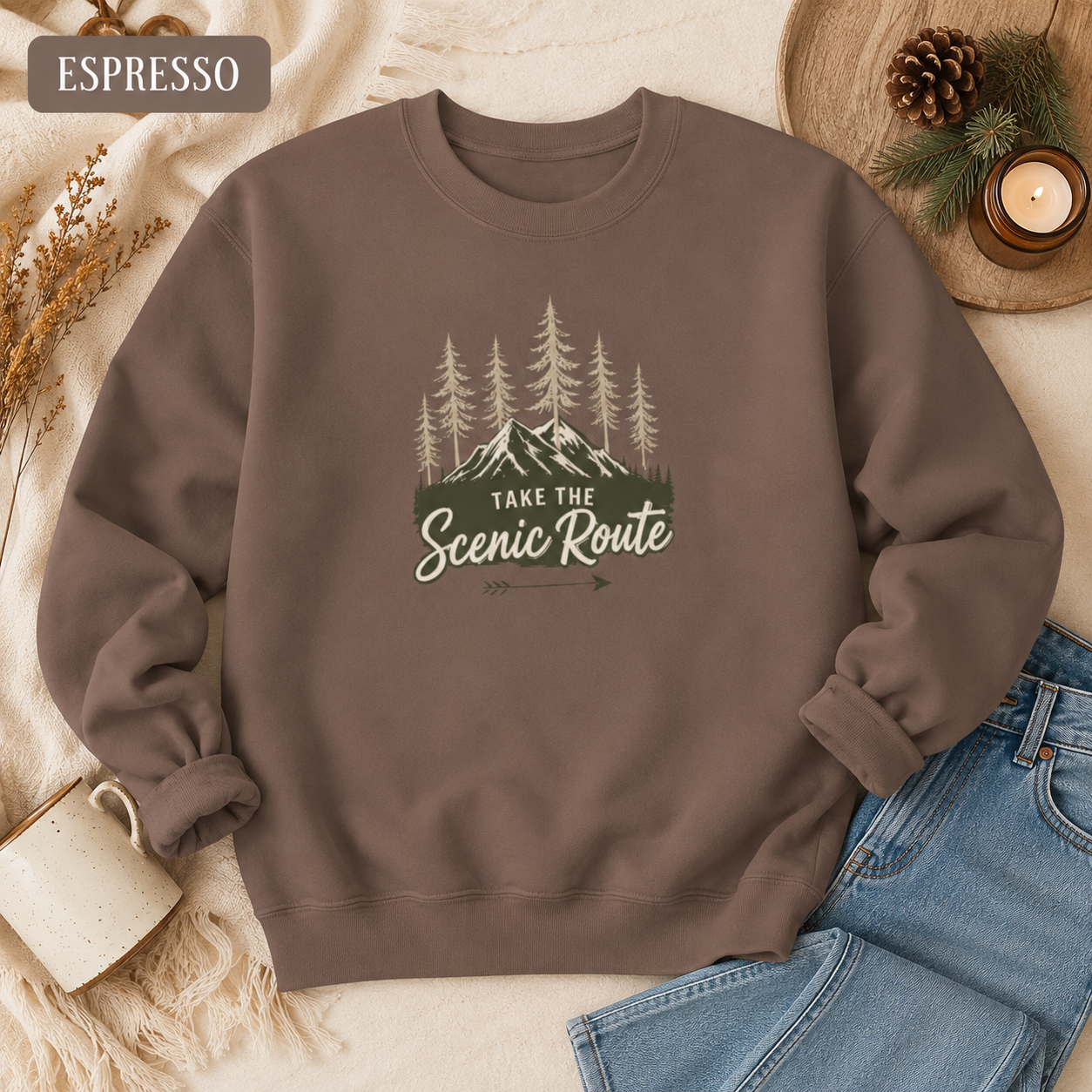 Take The Scenic Route Outdoor Adventure Crewneck Sweatshirt